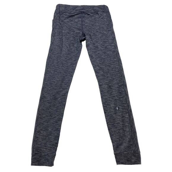 Athleta Girl School Day Ribbed Tight Leggings XL Gray Stretch Logo Elastic Waist - Picture 2 of 15